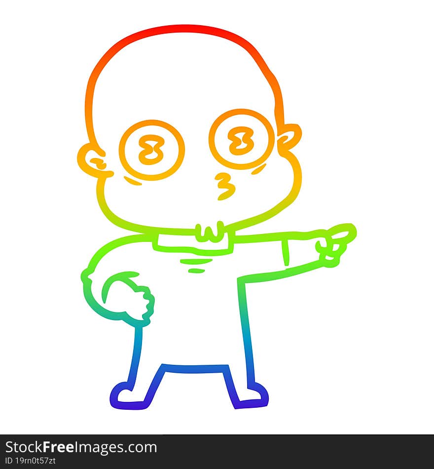 rainbow gradient line drawing cartoon weird bald spaceman