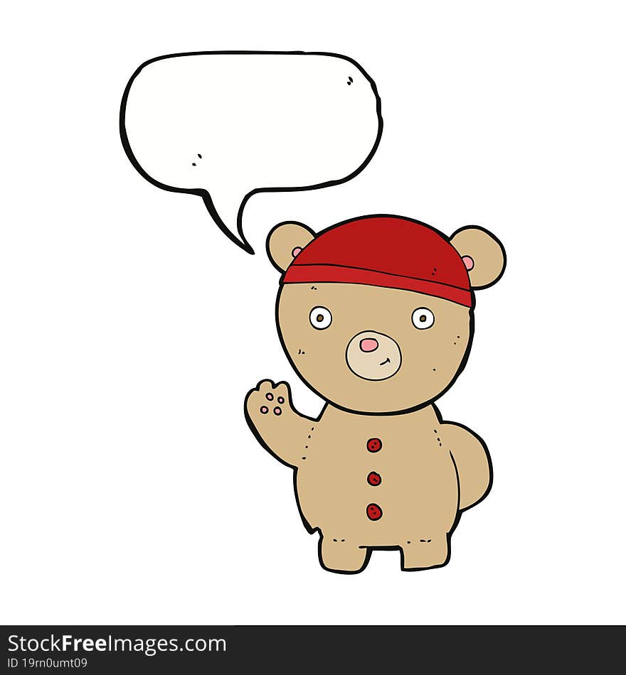 cartoon teddy bear with speech bubble