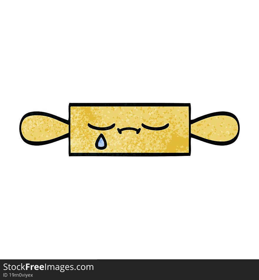 retro grunge texture cartoon of a rolling pin