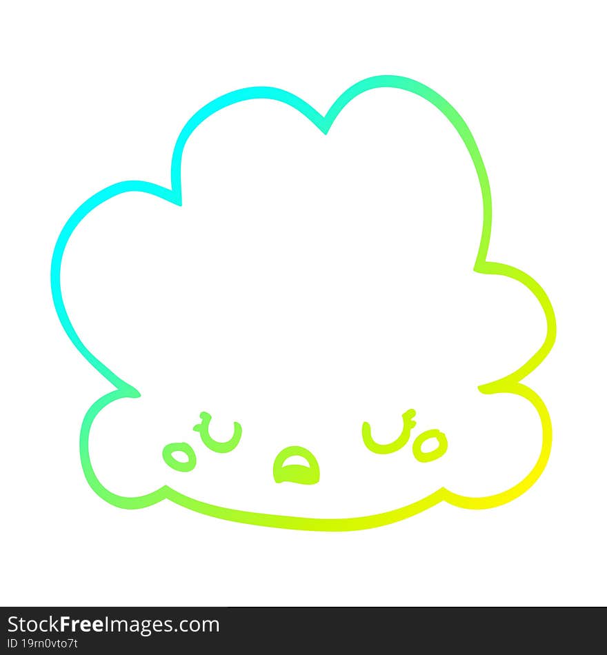 Cold Gradient Line Drawing Cute Cartoon Cloud