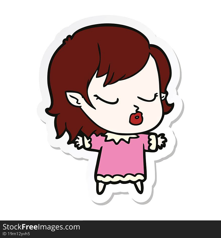 sticker of a cute cartoon vampire girl