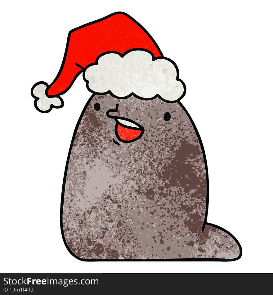 hand drawn christmas textured cartoon of kawaii slug