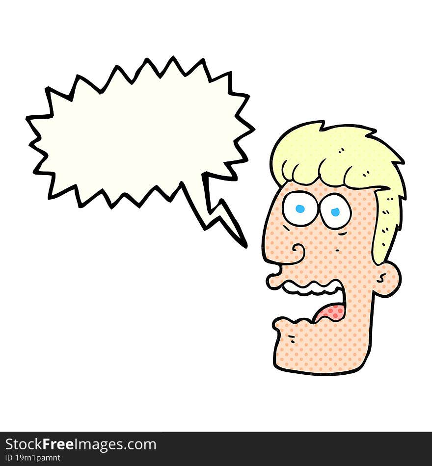 freehand drawn comic book speech bubble cartoon shocked man