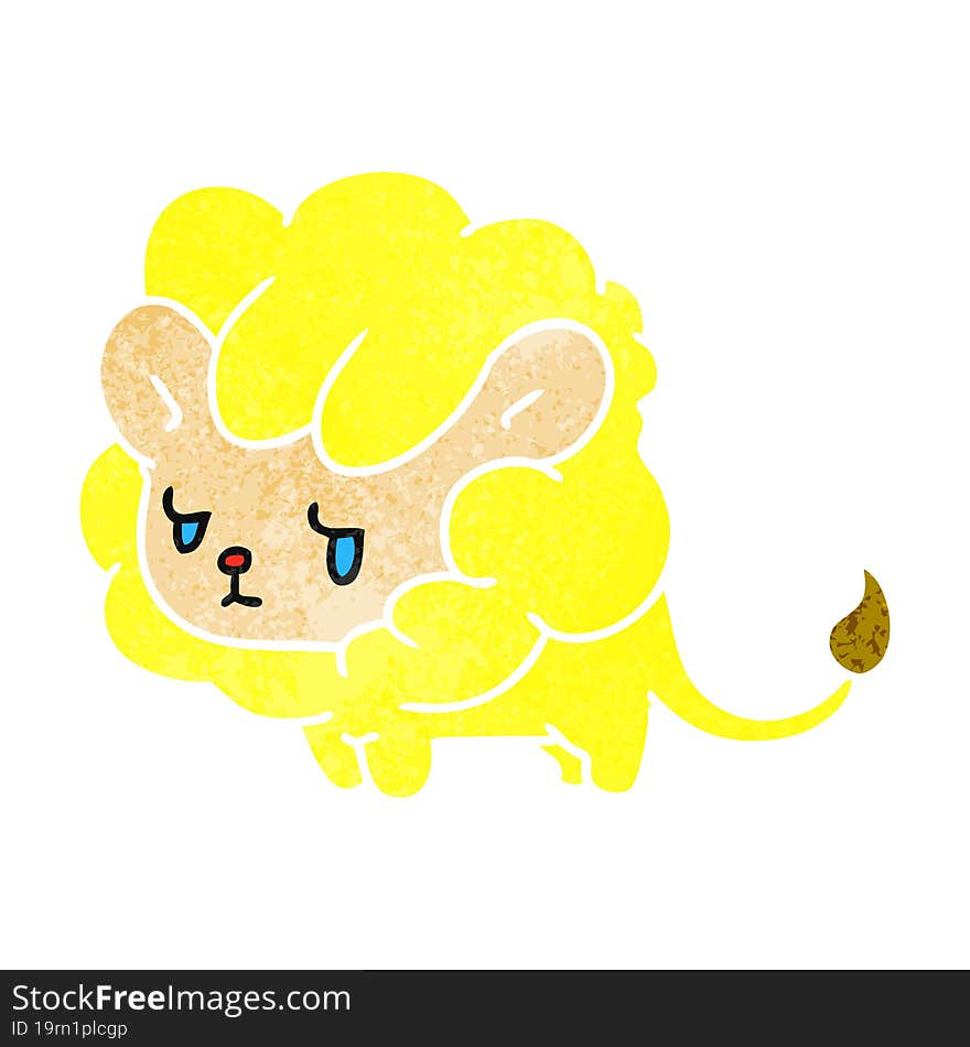 retro cartoon kawaii cute lion cub