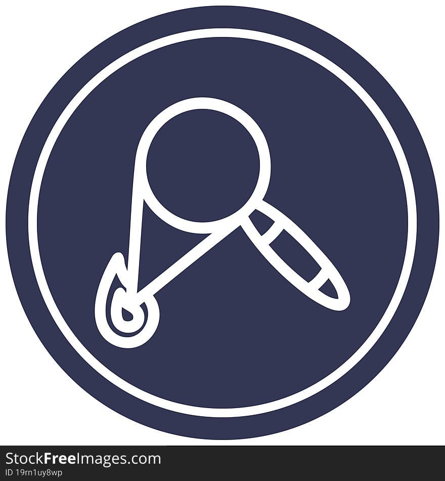 magnifying glass burning circular icon