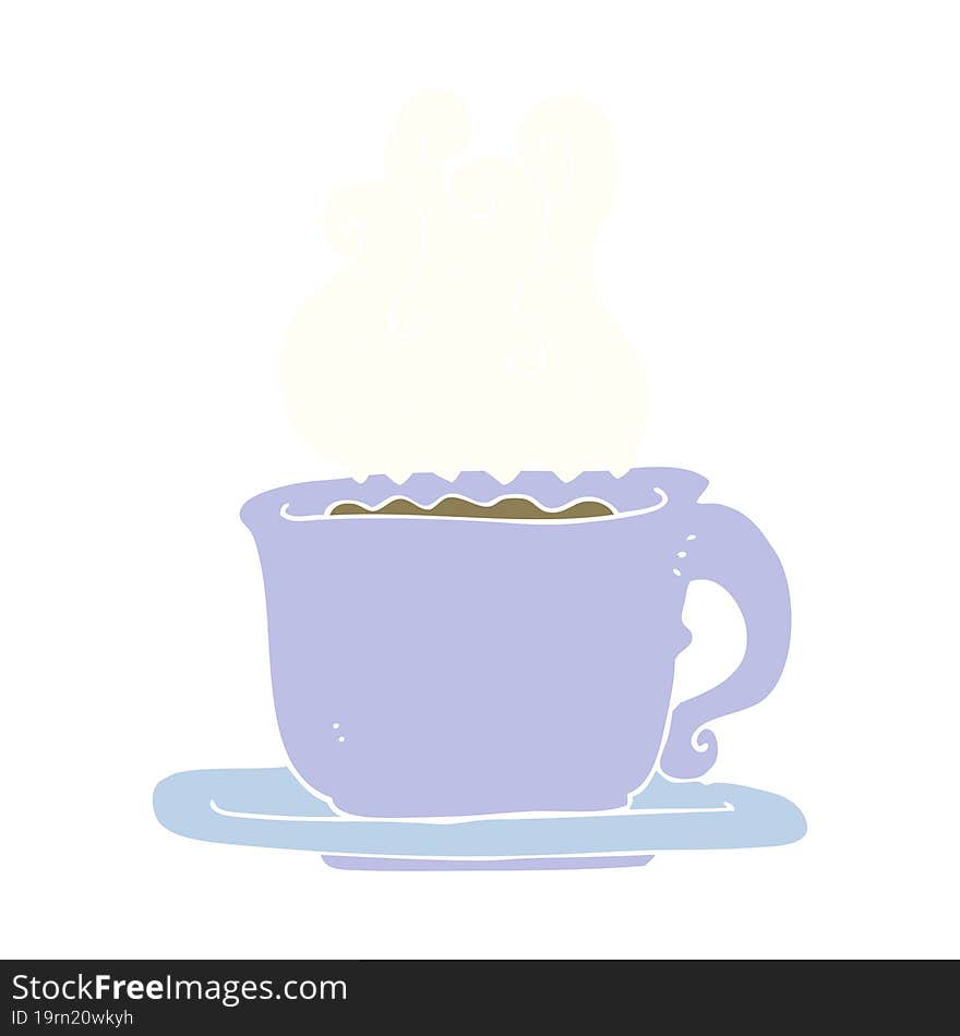 flat color illustration of a cartoon cup of coffee