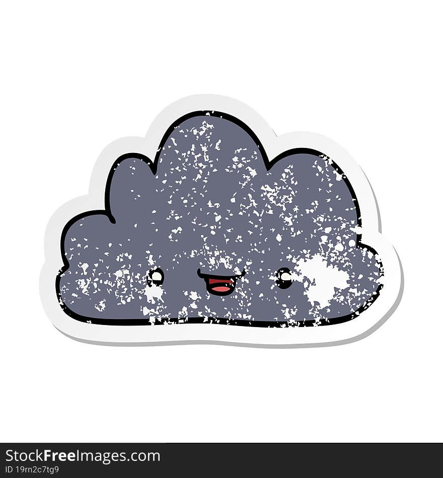 distressed sticker of a cartoon tiny happy cloud