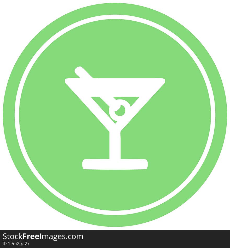 cocktail with olive circular icon