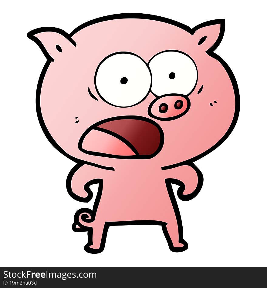 cartoon pig shouting. cartoon pig shouting