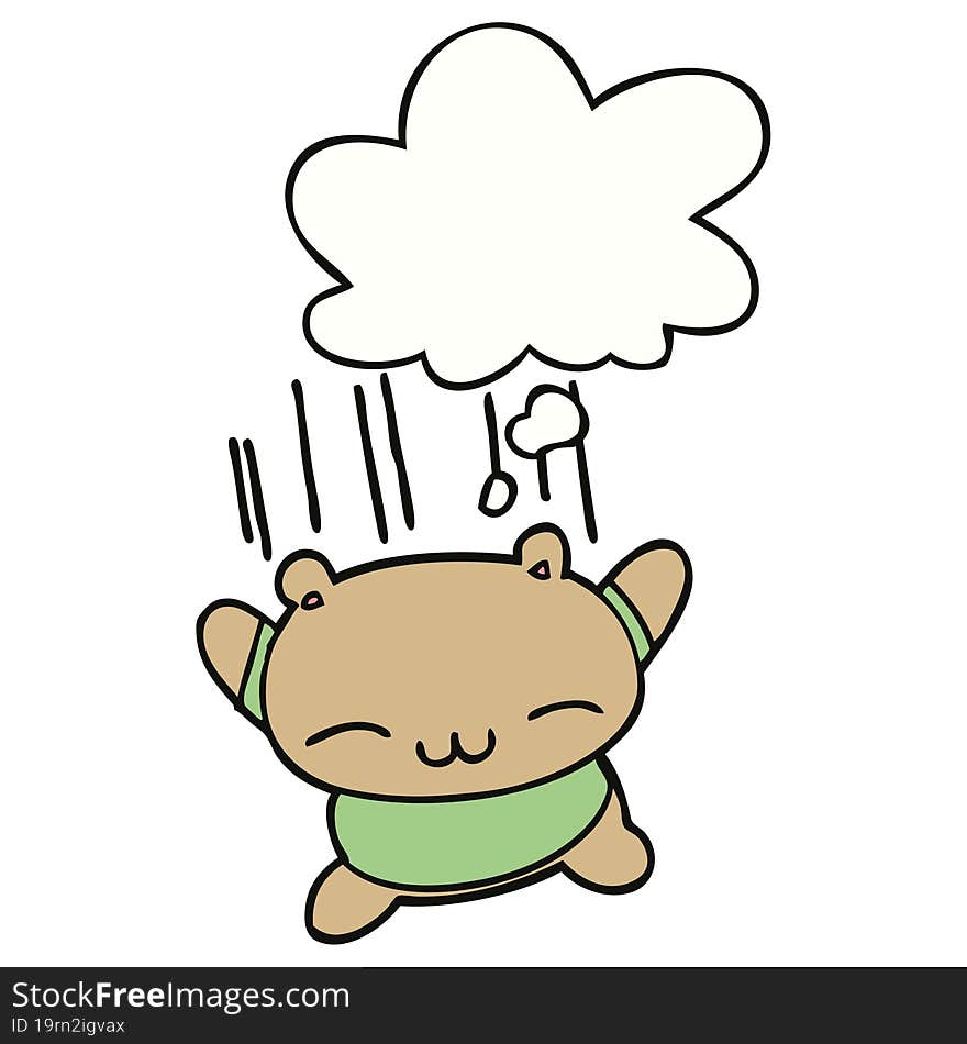 cartoon jumping bear with thought bubble. cartoon jumping bear with thought bubble