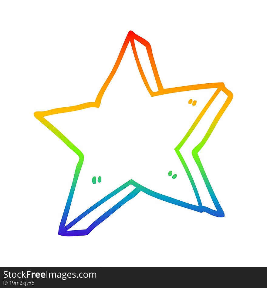 rainbow gradient line drawing cartoon star