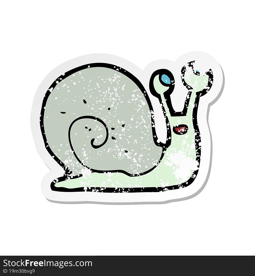 retro distressed sticker of a cartoon snail