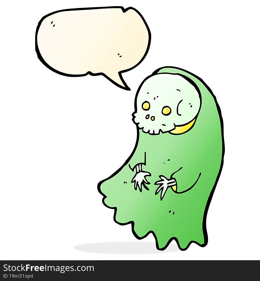 cartoon spooky ghoul with speech bubble