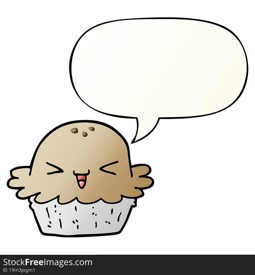 cute cartoon pie and speech bubble in smooth gradient style