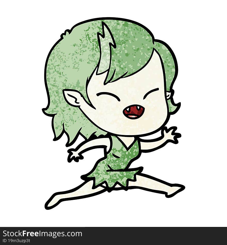 cartoon laughing vampire girl running. cartoon laughing vampire girl running