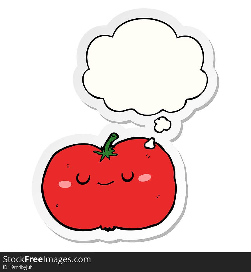 Cartoon Apple And Thought Bubble As A Printed Sticker