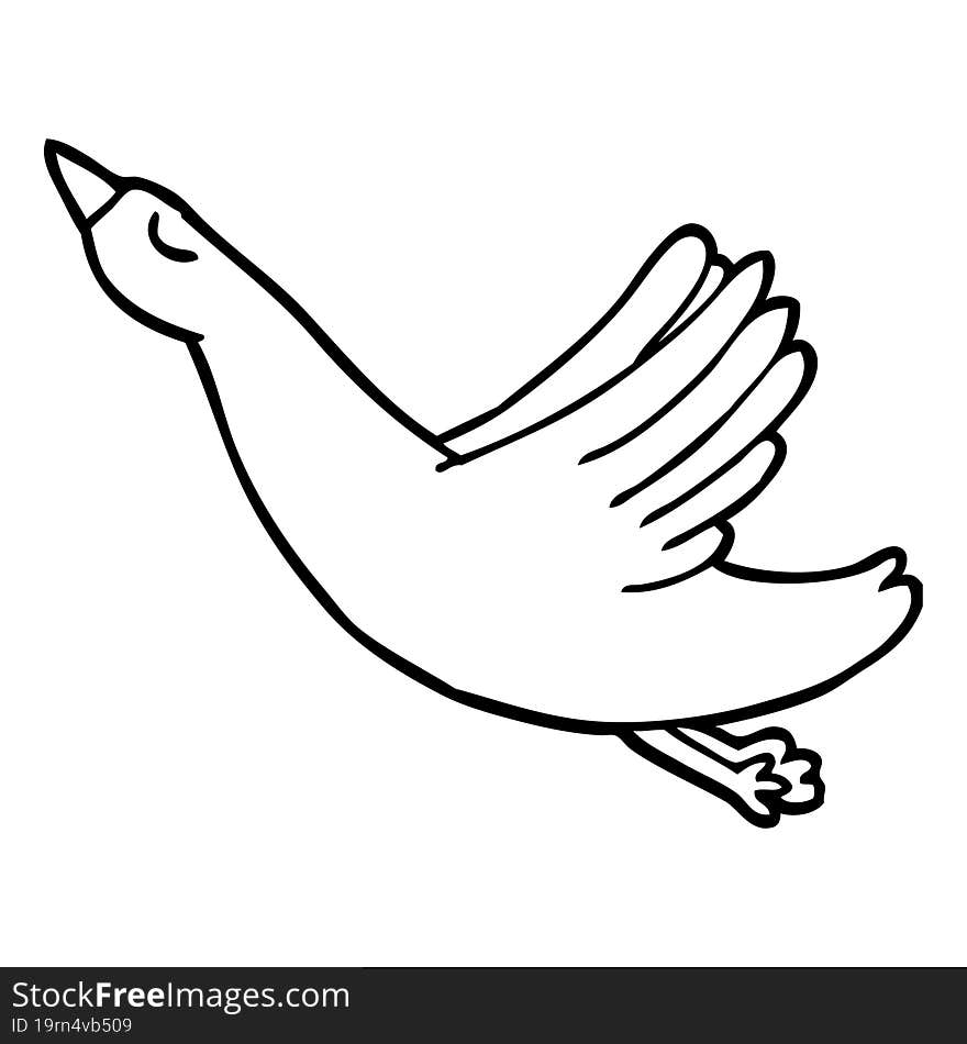 line drawing cartoon flying duck