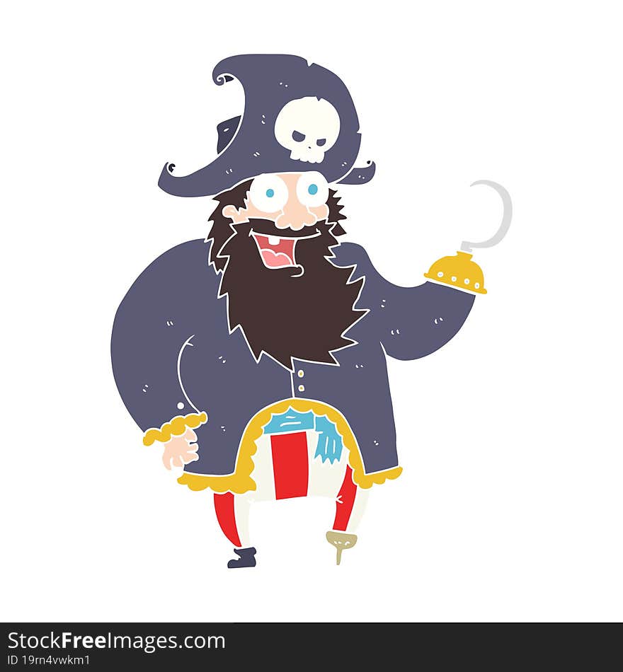 flat color illustration of a cartoon pirate captain