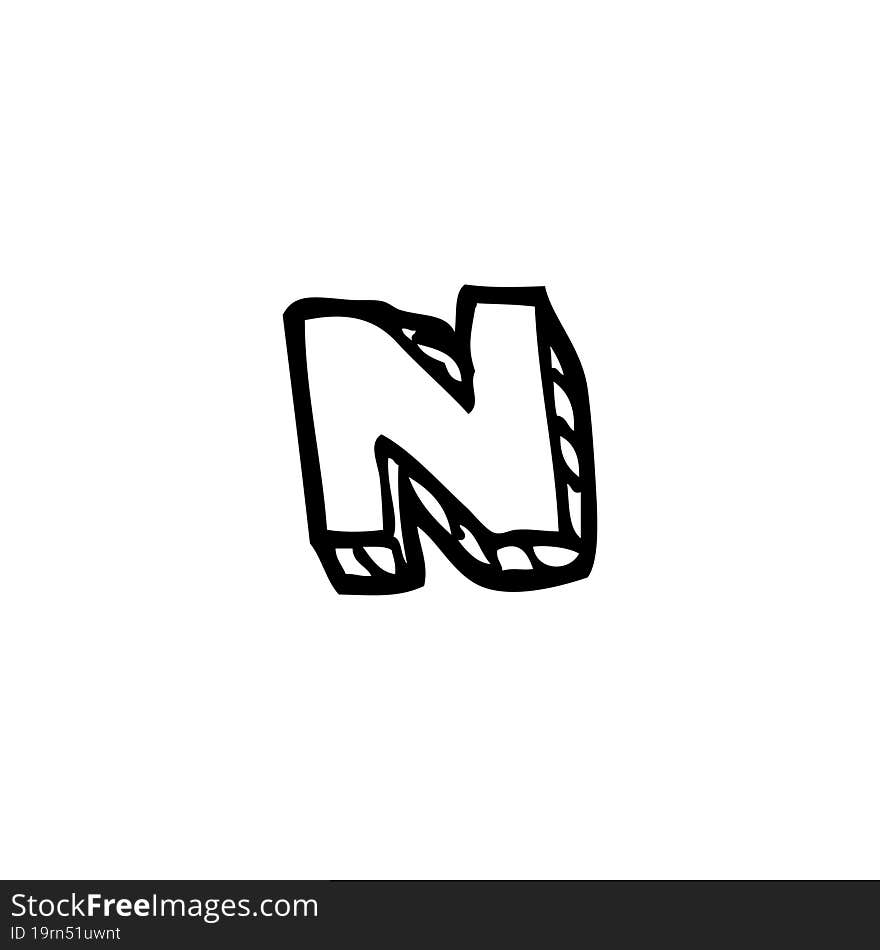 line drawing cartoon letter n