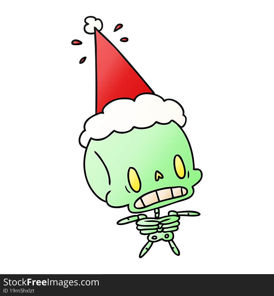 christmas gradient cartoon of kawaii skeleton