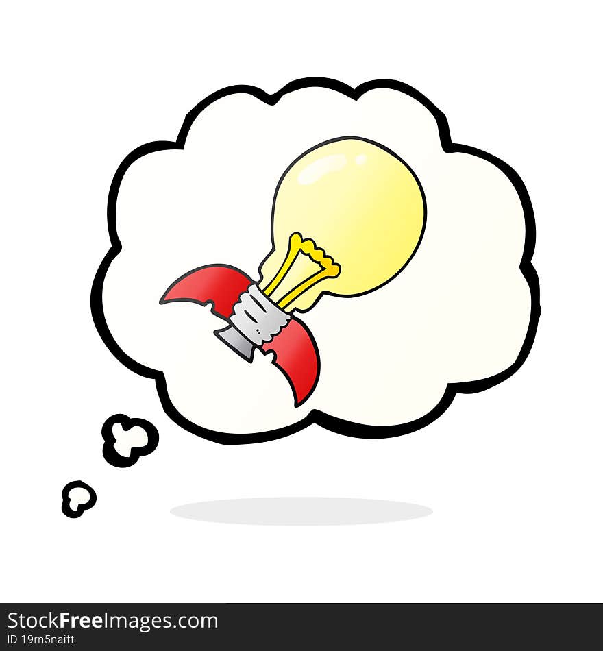 freehand drawn thought bubble cartoon lightbulb rocket ship