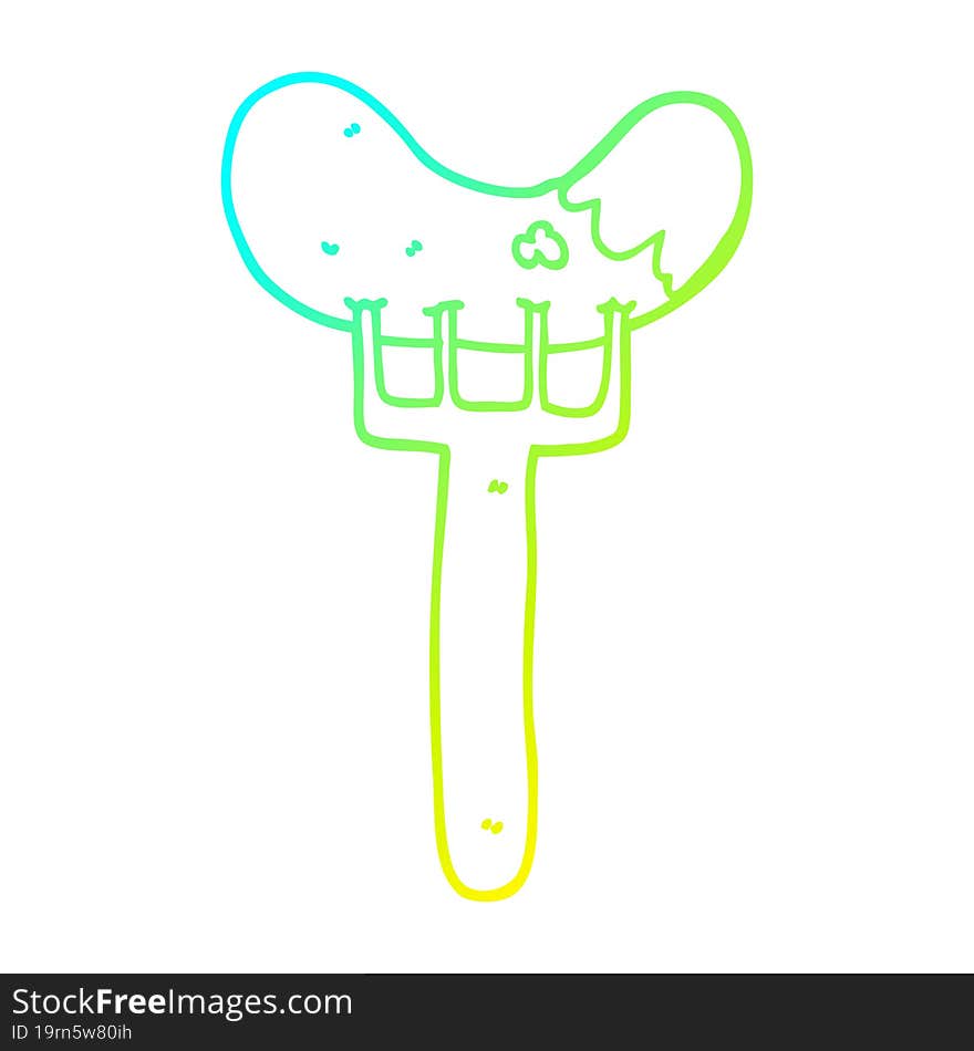 cold gradient line drawing cartoon sausage on fork