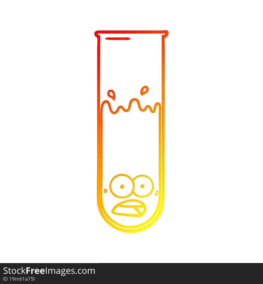 Warm Gradient Line Drawing Cartoon Test Tube