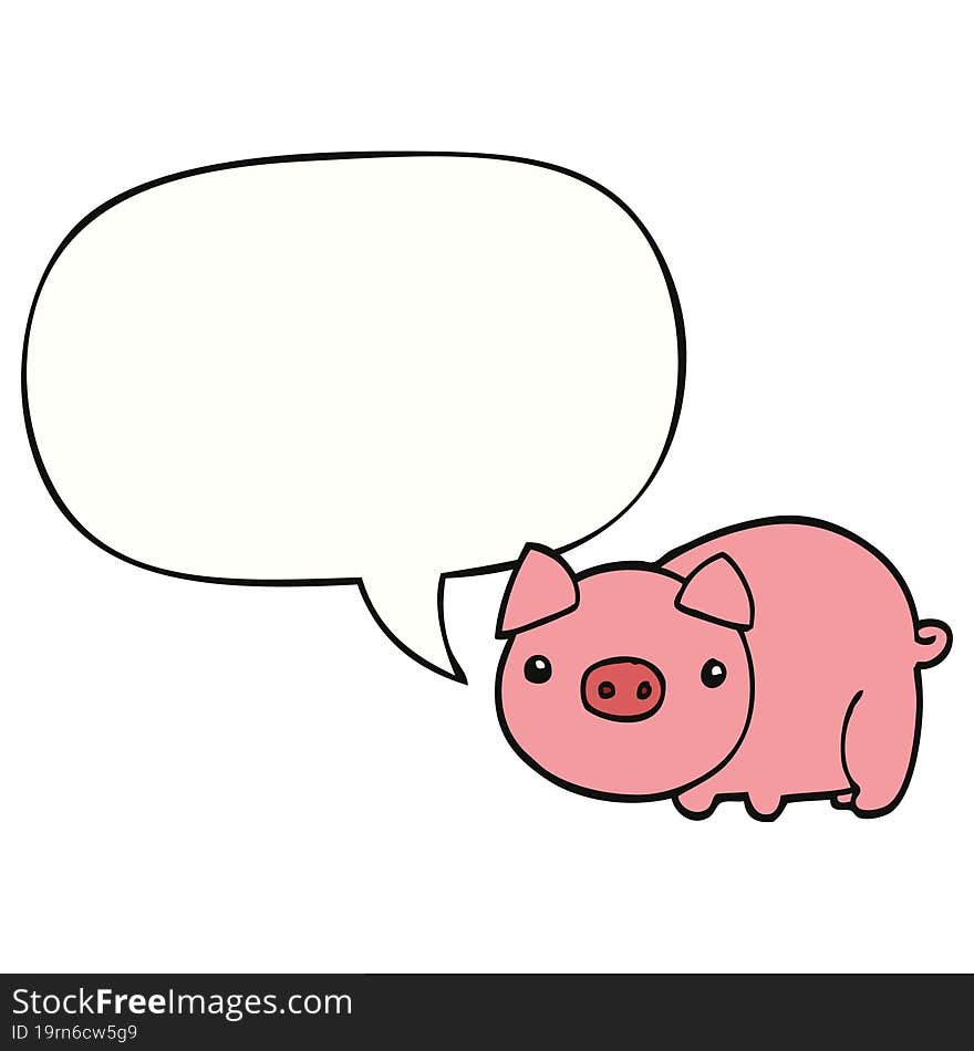 Cartoon Pig And Speech Bubble