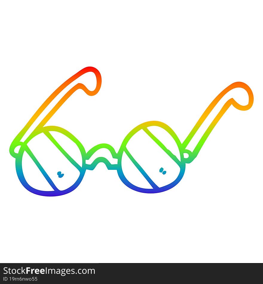 rainbow gradient line drawing cartoon sunglasses