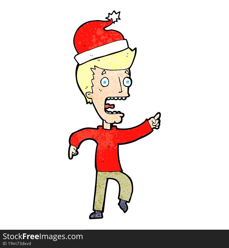 cartoon man ready for christmas