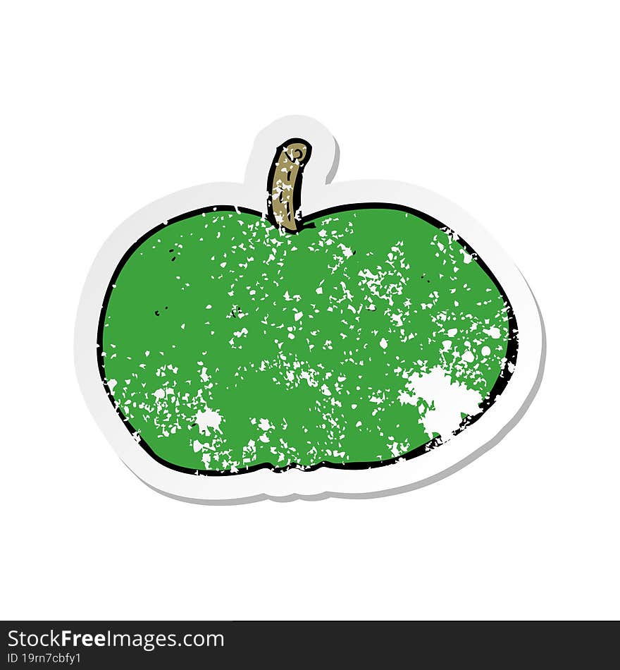 Retro Distressed Sticker Of A Cartoon Happy Apple