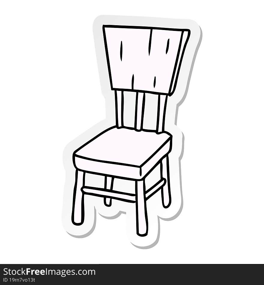 hand drawn sticker cartoon doodle of a  wooden chair