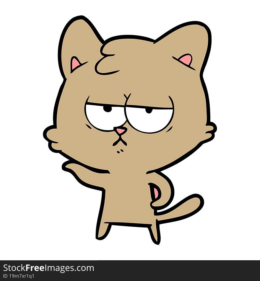 bored cartoon cat. bored cartoon cat