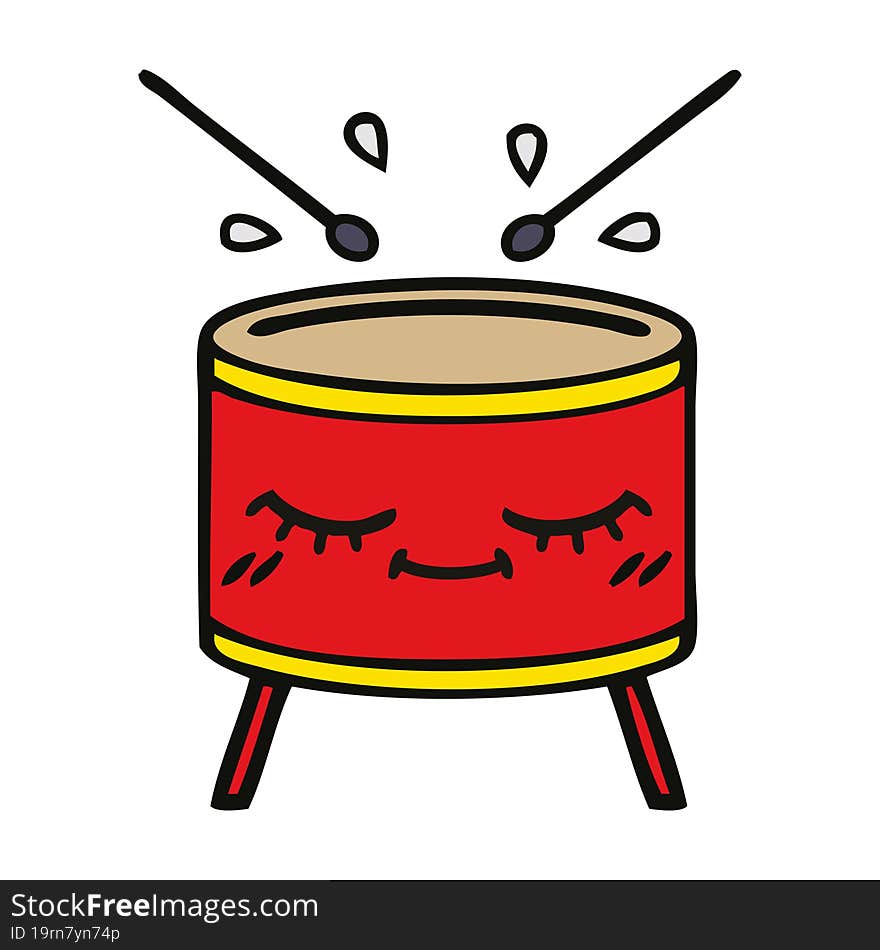 cute cartoon of a drum. cute cartoon of a drum