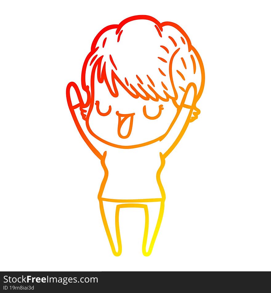 warm gradient line drawing cartoon woman talking