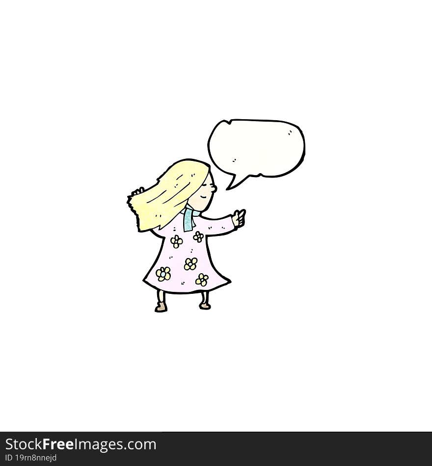 cartoon woman in dress pointing