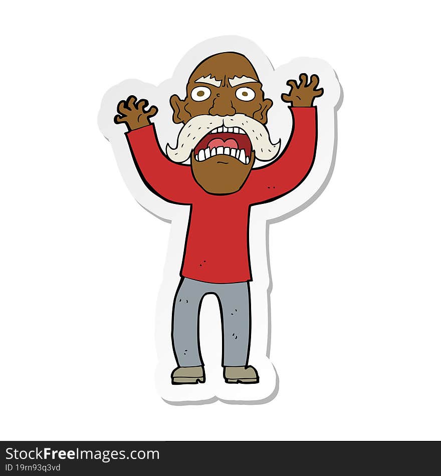 Sticker Of A Cartoon Angry Old Man