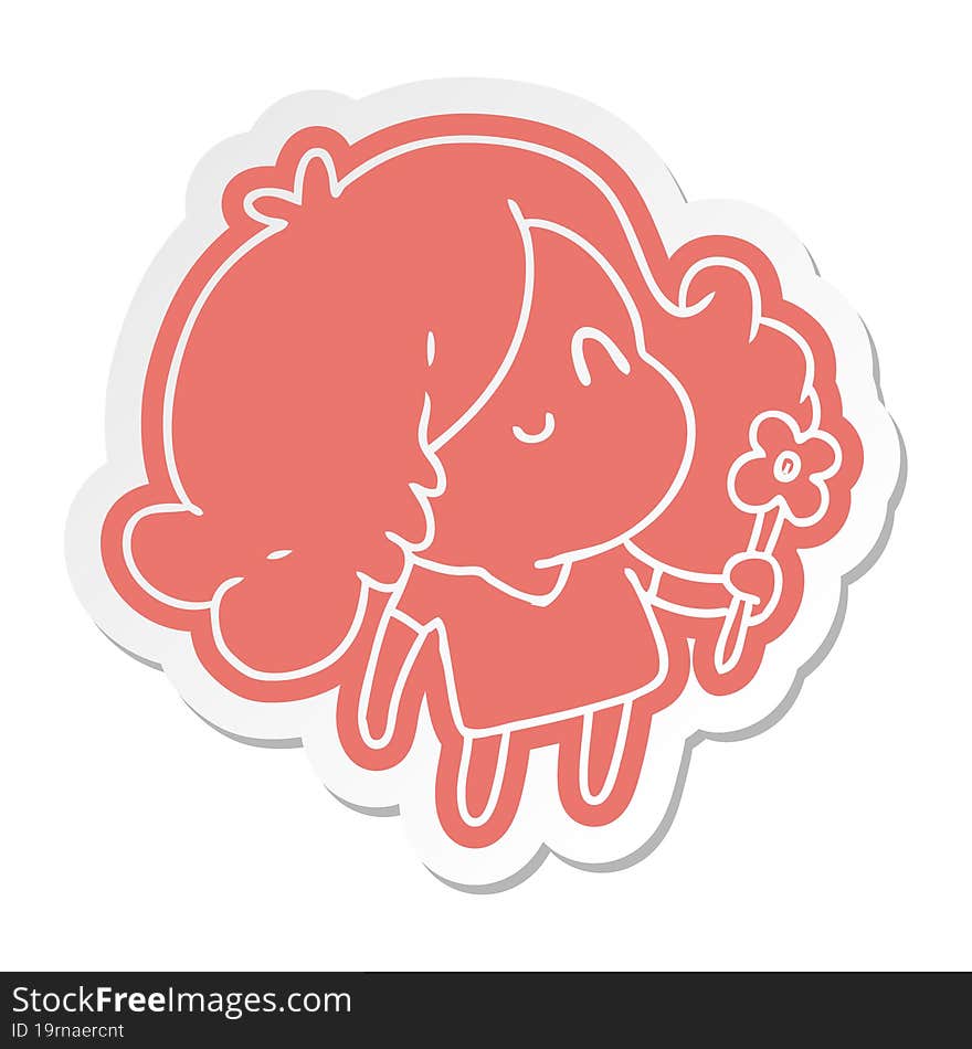 Cartoon Sticker Of A Cute Kawaii Girl