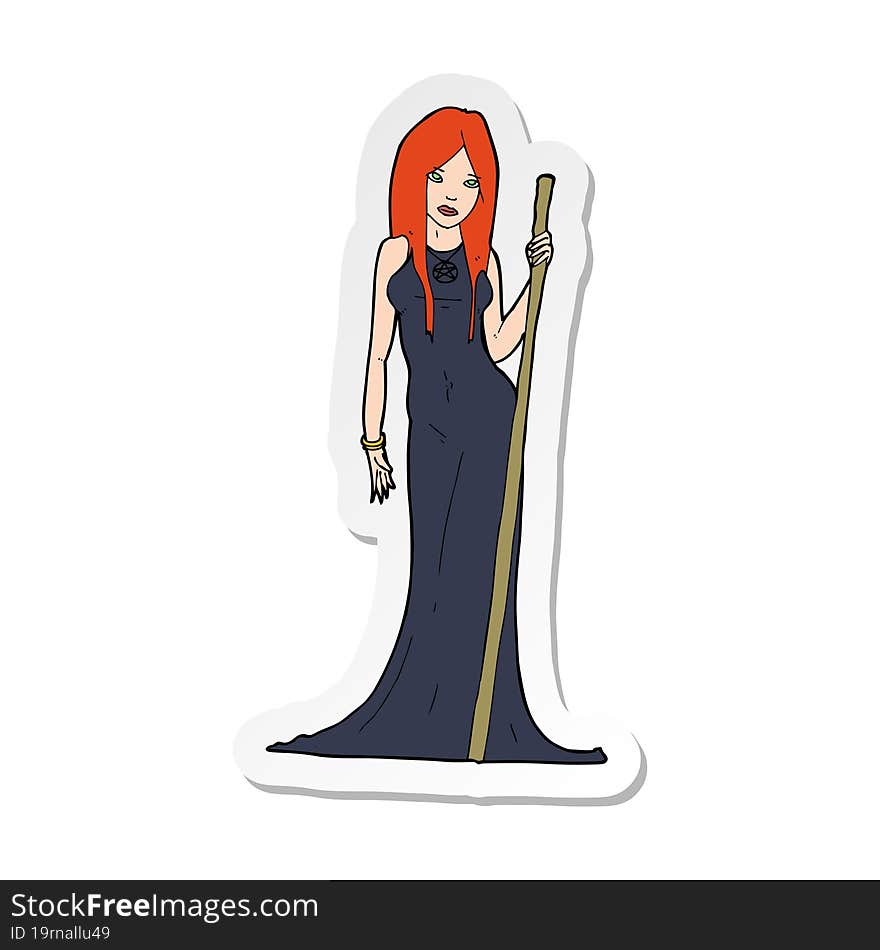 sticker of a cartoon sorceress