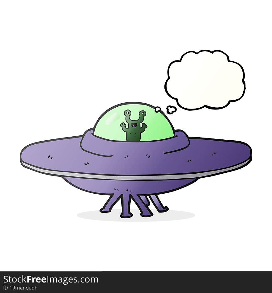 thought bubble cartoon alien spaceship