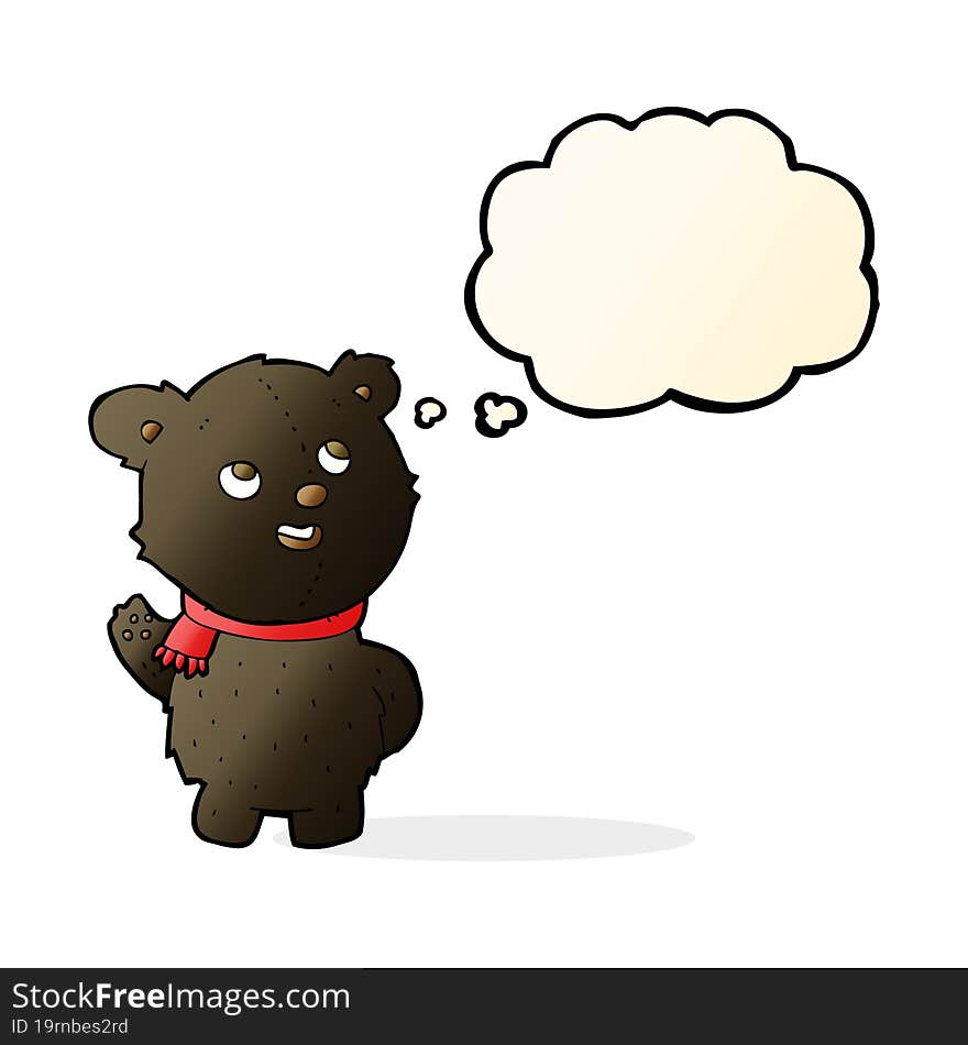 cartoon cute black bear cub with thought bubble