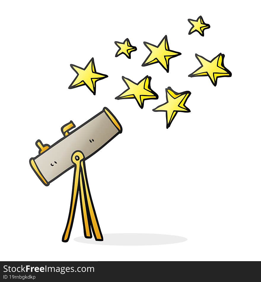 Cartoon Telescope And Stars