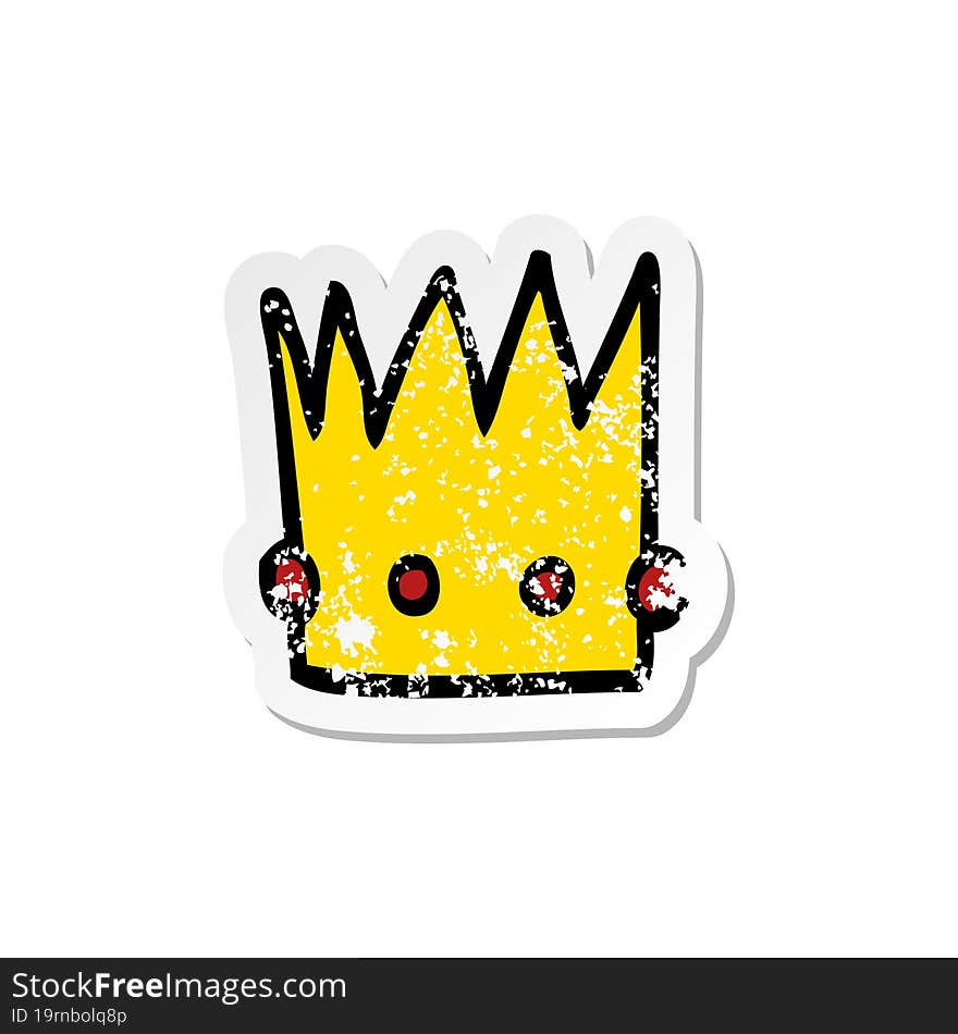 distressed sticker of a cartoon crown