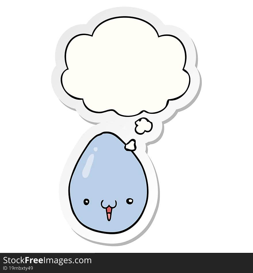 cartoon egg with thought bubble as a printed sticker