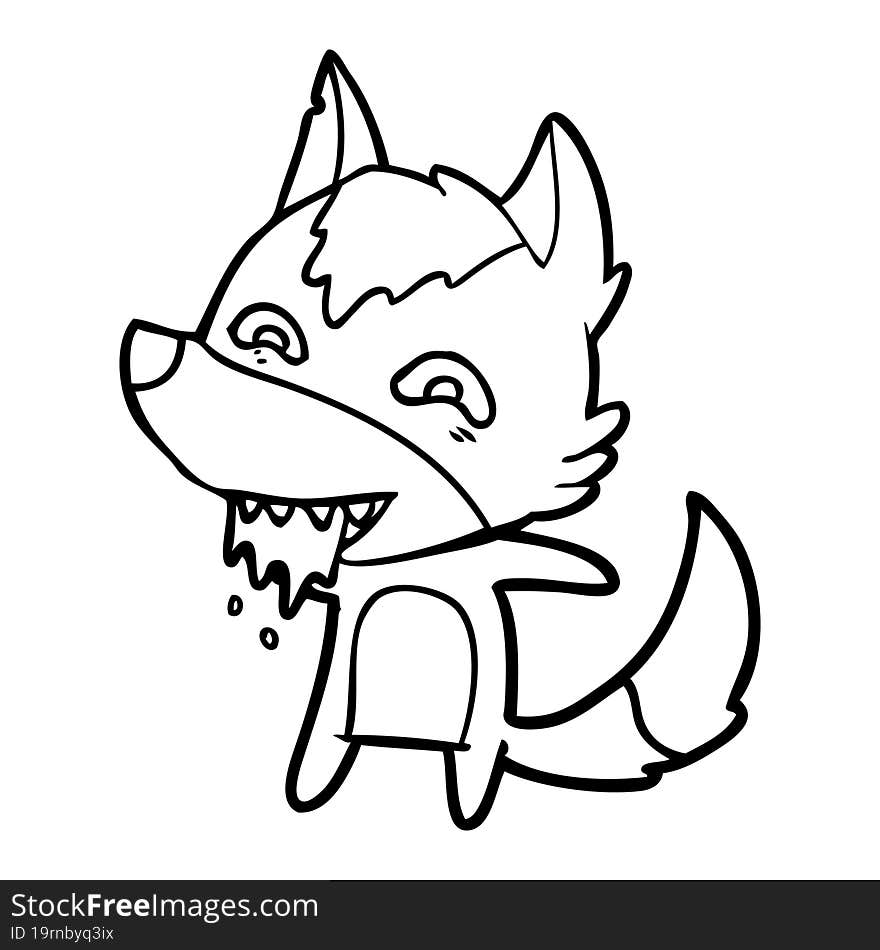 cartoon hungry wolf. cartoon hungry wolf