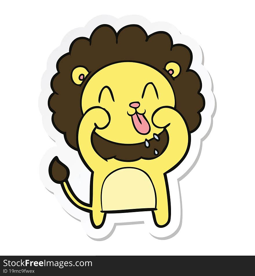 sticker of a happy cartoon lion