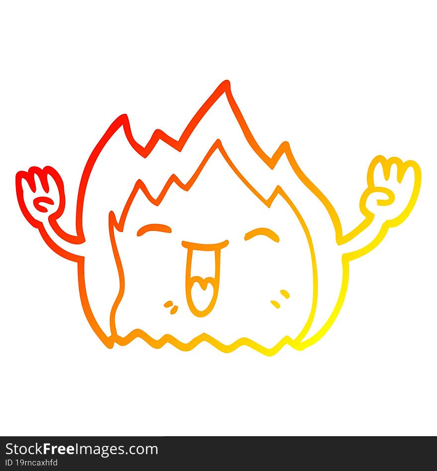 warm gradient line drawing of a cartoon happy gas flame