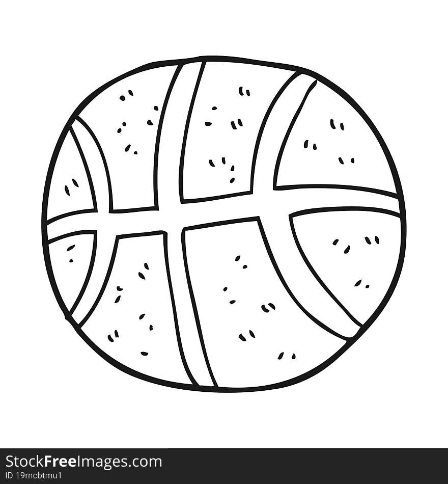 black and white cartoon basketball