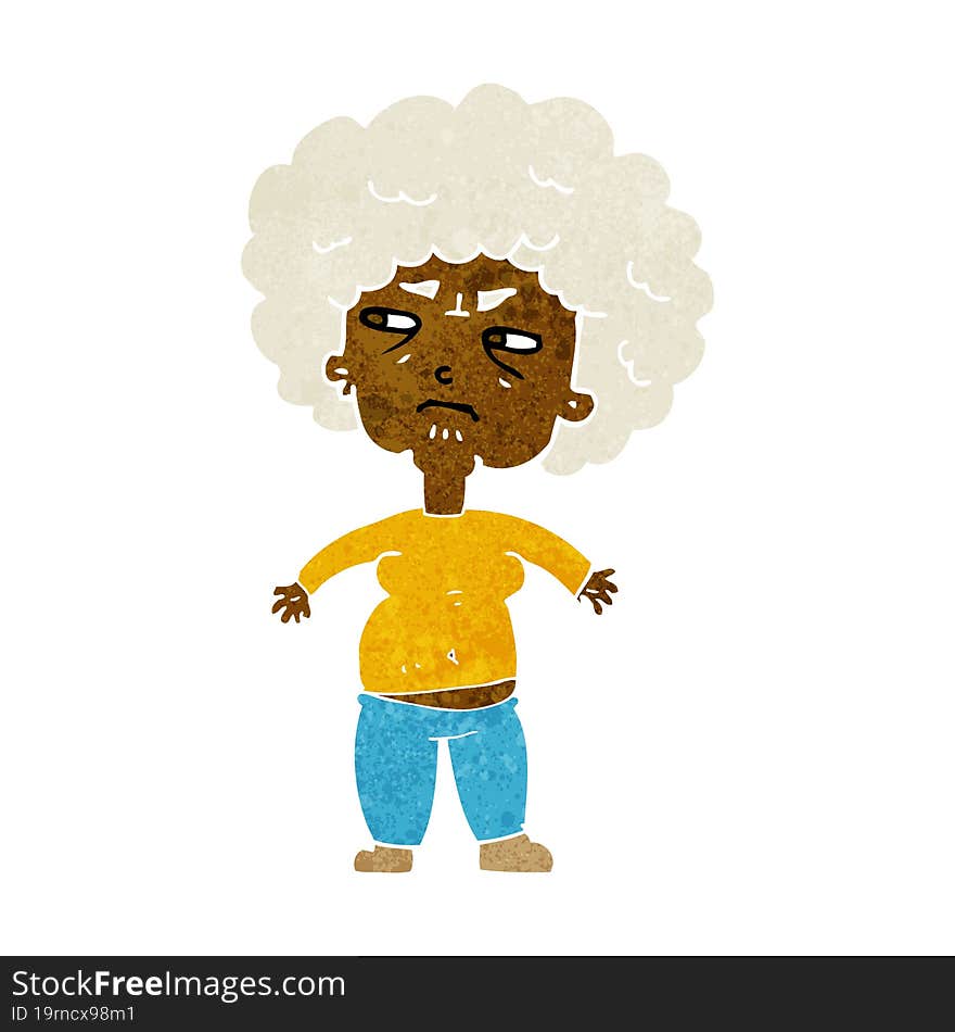 Cartoon Annoyed Old Woman