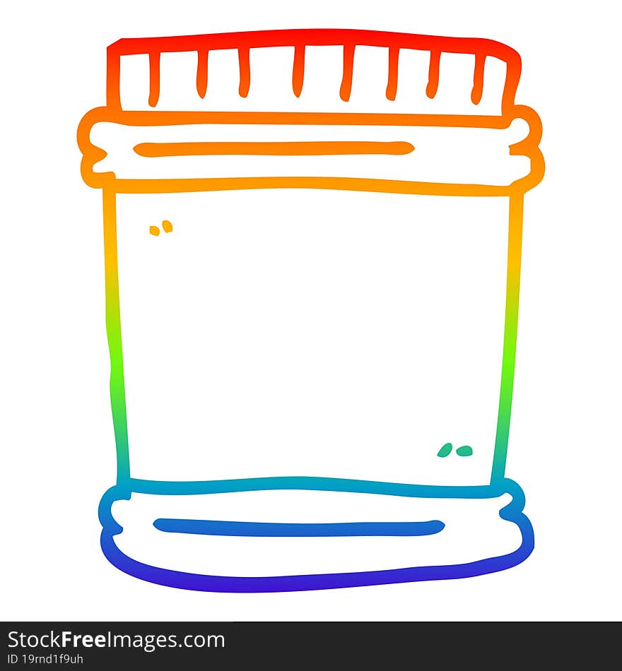 rainbow gradient line drawing of a cartoon vitamin pots